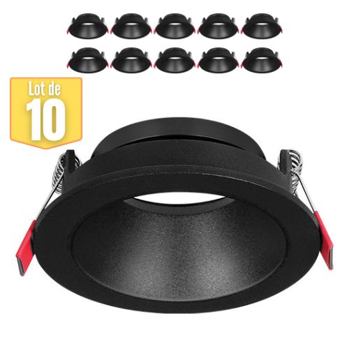 Lot De 10 Supports De Spots Beta B Rond Noir/Noir Mr16 Gu10/Gu5.3