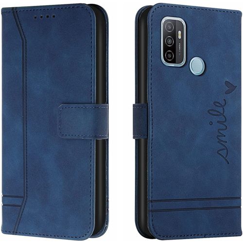 Coque Pour Oppo A53 2020 4g/A32 2020 4g/A53s 4g/A33 2020 4g, Portefeuille Housse En Pu Avec Tpu Fermoir Flip Pochette Housse (Bleu)