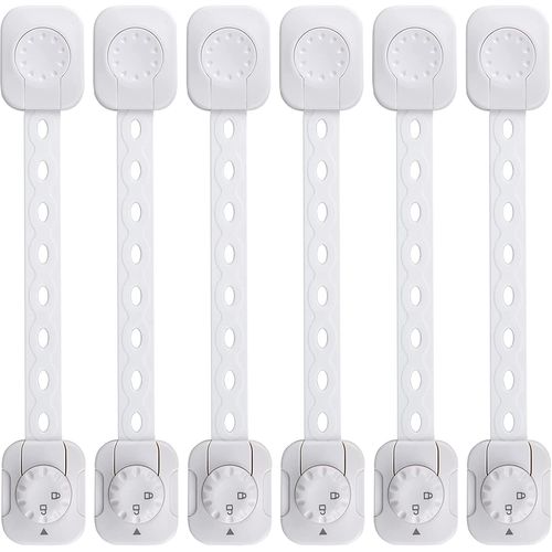 Bébé de sécurité Verrouillage(Amélioré), Lot de 6 Loquets Bloque-placards pour Enfants/Bébé, pour Tiroir, Réfrigérateur(Blanc, pas d'outil nécessaire)