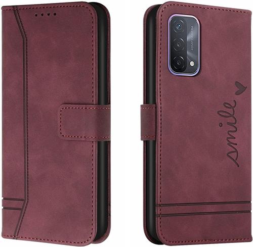 Coque pour Oppo A54 5G/A74 5G/A93 5G, Portefeuille Housse en PU avec TPU Fermoir Flip Pochette Housse pour Oppo A54 5G/A74 5G/A93 5G (Rouge)