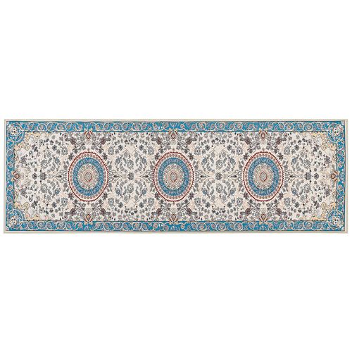 Tapis Beige Et Bleu 80 X 240 Cm Gordes