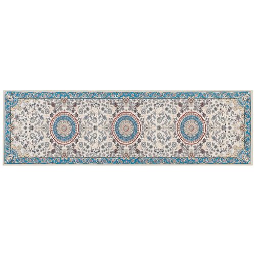 Tapis Beige Et Bleu 60 X 200 Cm Gordes