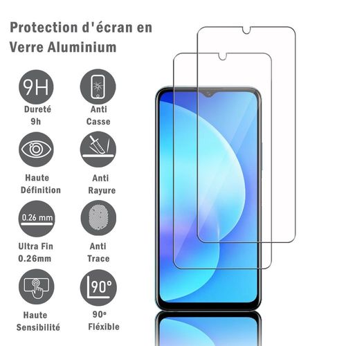 2 Films Protection d'écran en verre d'aluminium super résistant 9H Pour Vivo Y72 5G/ Vivo Y52 5G/ Vivo iQOO Z3 6.58", définition HD, anti-rayures, anti-empreintes digitales