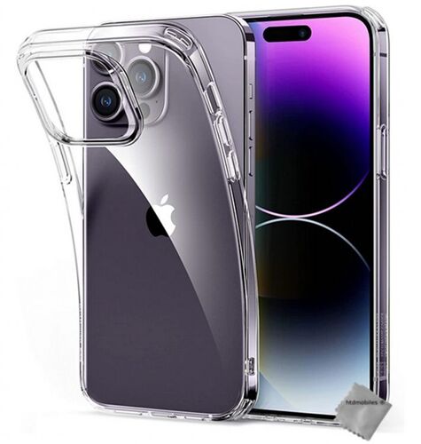 Coque pour Apple iPhone 14 Pro - housse etui silicone gel fine + verre trempe - TRANSPARENT TPU