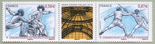 Sport : Championnats Du Monde D'Escrime À Paris Paire 4510 (Timbres Se Tenant Vignette Centrale) Année 2010 N° 4510 4511 Yvert Et Tellier Luxe