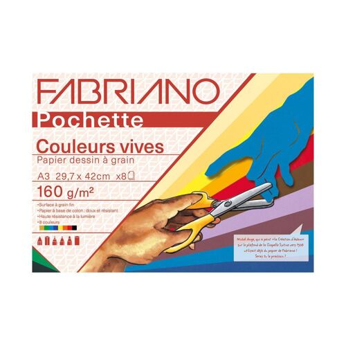 Fabriano Papier Couleur - Pochette 29,7x42cm - 160 Gsm - 8 Feuilles