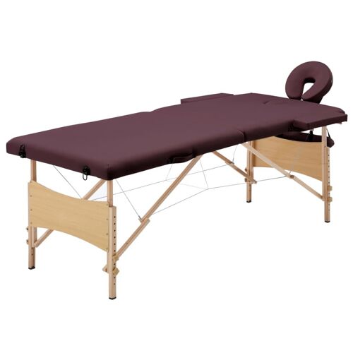 Vidaxl Table De Massage Pliable 2 Zones Violet Vin