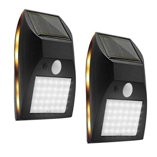 Lumières De Clôture Solaires, 2 Pack Lampes Murales De Jardin Solaires Extérieures, Lumières Solaires Mur Étanche L
