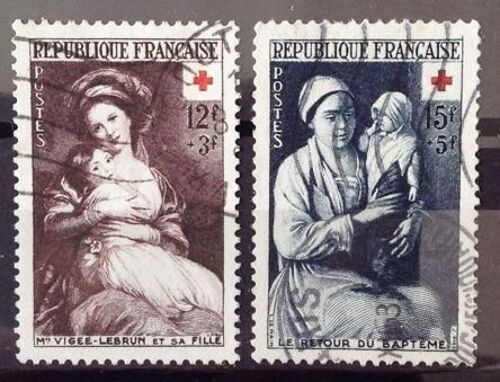 Série Croix Rouge 1953 - N° 966 Vigée-Le Brun Et Sa Fille + 967 Le Retour Du Baptème Obl - Cote 20,50 - France Année 1953 - N8659