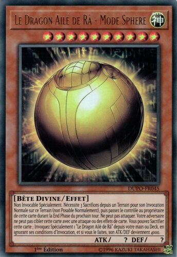 Yu Gi Oh ! Le Dragon Ailé De Râ - Mode Sphère ( Dupo-Fr045 ) Ultra Rare En Français