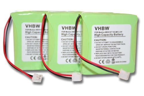 vhbw 3x Batterie compatible avec Switel DF 812 Duo, DF 812, DFT 8172, DFT 8171, DFT 8173 téléphone fixe sans fil (600mAh, 2,4V, NiMH)