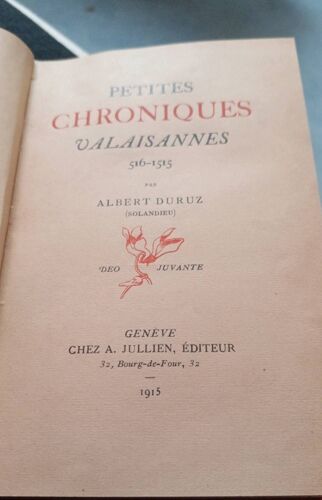 Petites Chroniques Valaisannes 516-1515 (Valais Suisse)