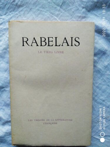 Rabelais, Tiers Livre, Editions Pierre Cailler, Genève, Les Trésors De La Littérature Française, 1948