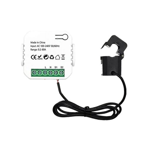Tuya Smart Life WiFi Compteur d¿énergie 80A avec transformateur de courant Pince KWh Moniteur de puissance Électricité