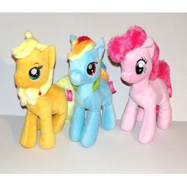 My Little Pony Pinkie Pie Rose Raindow Dash Bleu Et Applejack Jaune 2016 - Lot 3 Peluche Hasbro Famosa 30cm