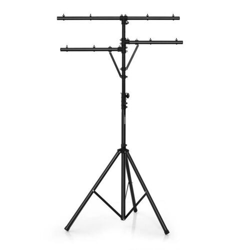 Support d'éclairage multi-bras COSTWAY - Hauteur réglable 186-351 cm - Capacité de charge 45 kg - Noir