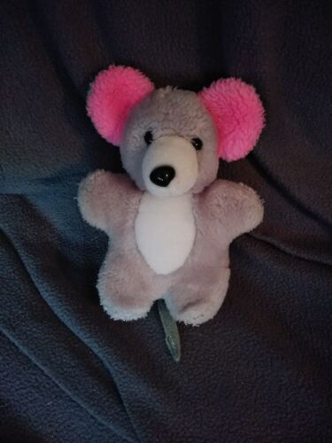 Peluche Souris Grise Blanche Rose