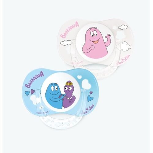 Luc & Léa 2 Sucettes Anatomiques Téterelle Extra-Fine +18 Mois Edition Limitée Barbapapa