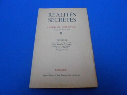 Revue: Realites Secretes Ii. Cahiers De Littérature Diriges Par Marcel Béalu