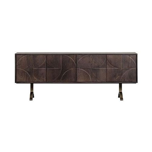 Buffet 4 Portes 180x40x70 Cm En Bois De Manguier Marron Foncé