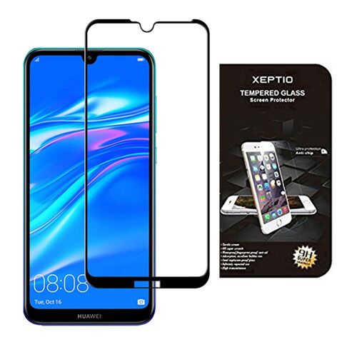 Huawei Y7 2019 4g : Protection D'écran En Verre Trempé Full Cover Noir - Tempered Glass Screen Protector / Films Vitre Protecteur D'écran Huawei Y7 2019 Smartphone 2019 - Accessoires Xeptio