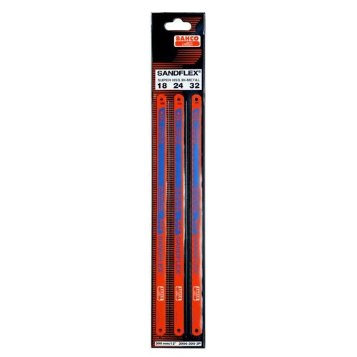 Lot de 3 Lames BiMétal BAHCO Sandflex 300mm 18, 24 et 32 tpi