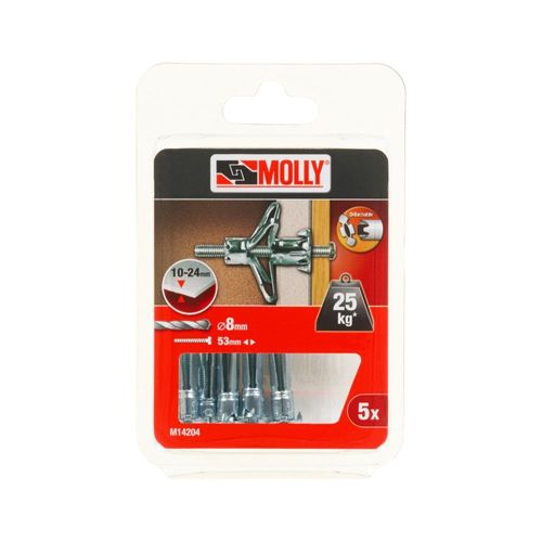 5 Chevilles métalliques à expansion MOLLY Diamètre 4x46mm avec vis M4
