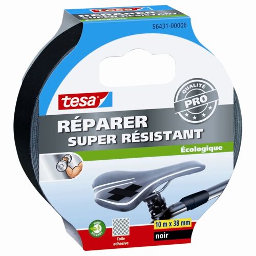 Adhésif toilé Tesa REPARER super résistant noir 10m