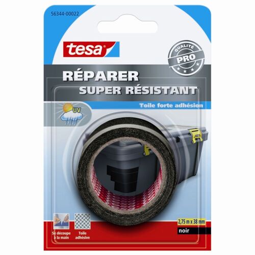 Adhésif toilé Tesa REPARER super résistant noir 2,75m x 38mm