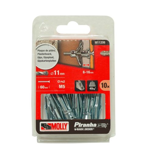 10 Chevilles métalliques à expansion MOLLY Diamètre 5x50mm avec vis M5