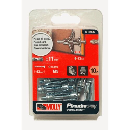 10 Chevilles métalliques à expansion MOLLY Diamètre 5x36mm avec vis M5