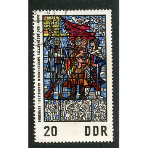Timbre Oblitéré Ddr, Mahn - Und Gedenkstatte Sachsenhausen Glasmalerei : Befreiung, 20