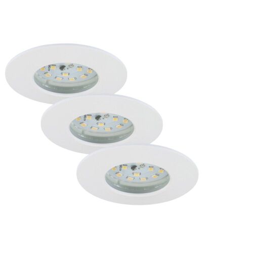 Set 3 Spot Led Encastrable Fixe Briloner Module 5,5w 470 Lumens Dimmable Ip44 Clii Blanc