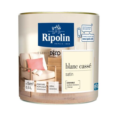 Peinture acrylique Ripolin ESPRIT DECO monocouche satin 0L5 blanc cassé
