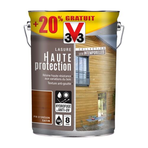 Lasure Bois V33 Haute Protection Intemporelle Pin Oregon Satin 5L+20%