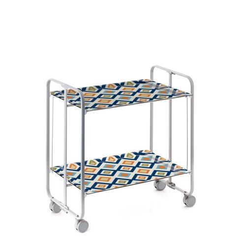 DON HIERRO - Desserte pliante BAUHAUS avec roulettes, Structure grise, 2 niveaux, 4 positions-81