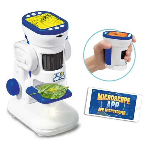 Microscope pour Enfant - Big Minds - 30 Expériences - Portable - 3 Modes de Jeu