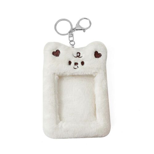 Mignon Peluche Photocard Titulaire Porte-clés Kpop Idol Clair Photo Manche Porte-clés Bus Cartes pour Cas Hiver Chaud Carte D'identité Couverture
