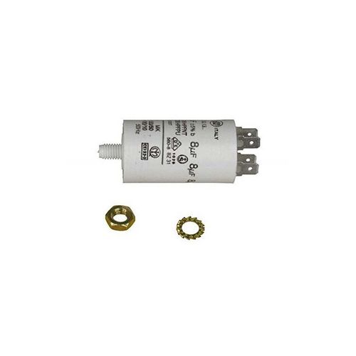 Condensateur 8 µf 450v  00230004 pour Sèche linge ALTUS, AYA, BEKO, BLUESKY, BRANDT, COLDIS, CONTINENTAL EDISON, CURTISS, DOMEOS, ELECTROLUX, ESSENTIEL B, FAR, FAURE, IGNIS, LADEN, LISTO, ORIGANE, RADIOLA, SABA, VEDETTE, WHIRLPOOL