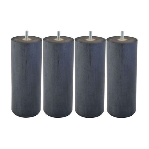 4 pieds de lit cylindriques 15 cm gris anthracite hêtre massif