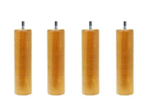 4 pieds de lit cylindriques 20 cm vernis naturel hêtre massif