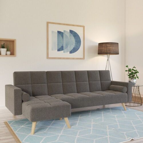 Canapé d'angle convertible gauche ASGARD / GRIS/ 253x144x90 cm