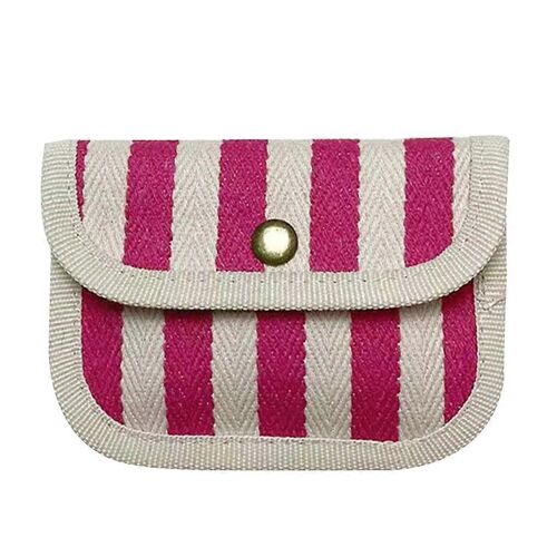 Toile Rayé Porte-monnaie Mini Carte Portefeuille Mignon Changement Sacs À Main Femmes Filles Clés Écouteur pour Cas
