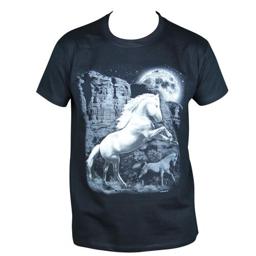 T-Shirt Homme Manches Courtes - Cheval - 10387 - Noir