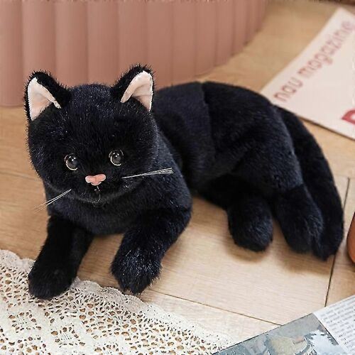 Nouveaux Modèles31cm/12.2in Halloween Chat Noir Jouet En Peluche Réaliste Chat En Peluche Animaux En Peluche Jouet Adolescent Truc Kitty Poupée Kawaii Halloween Decor Noël