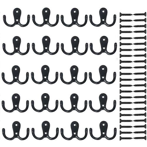 20 pièces Mur Double Crochets Manteau Cintre Salle de bain Porte-serviettes Antirouille