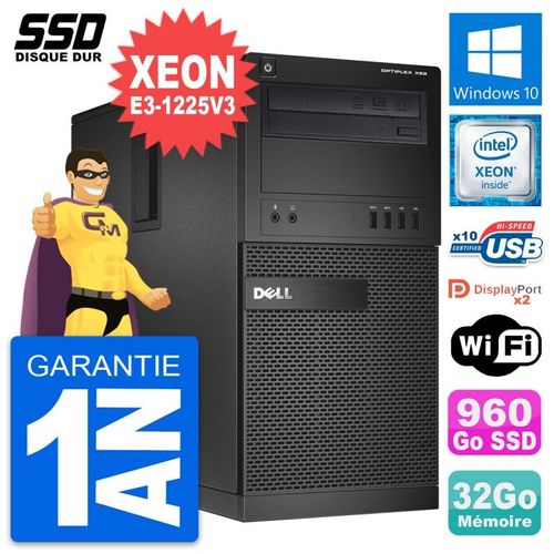 PC Tour Dell OptiPlex XE2 MT Xeon E3-1225 V3 RAM 32Go SSD 960Go Windows 10 Wifi