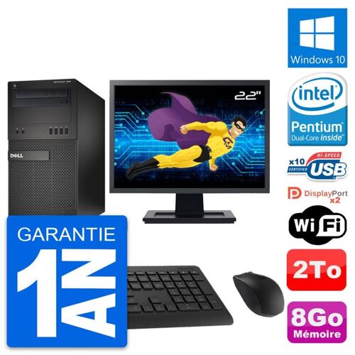 PC Tour Dell XE2 MT Ecran 22" Pentium G3220 RAM 8Go Disque 2To Windows 10 Wifi