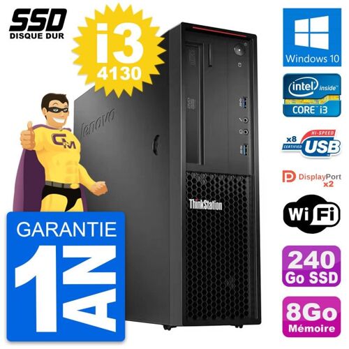 PC Lenovo ThinkStation P300 SFF Intel i3-4130 RAM 8Go SSD 240Go Windows 10 Wifi