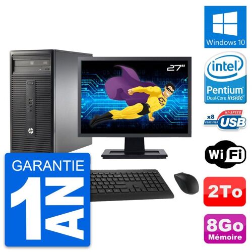 PC Tour HP 280 G1 MT Ecran 27" Pentium G3220 RAM 8Go Disque 2To Windows 10 Wifi